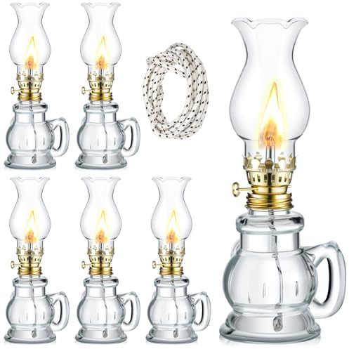 Yexiya Vintage Glass Kerosene Lamp Rustic Oil Lamp, 6 Set, Trendy Style