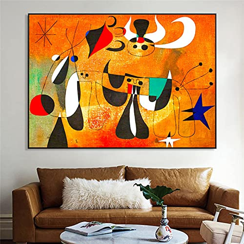 RVCKVS Joan Miro Célèbre Vintage Abstrait Surréalisme Peinture À L'huile Reproduction Affiche Et Gravures Mur Art Photo Pour La Décoration De La Chambre 70x90cm Sans Cadre