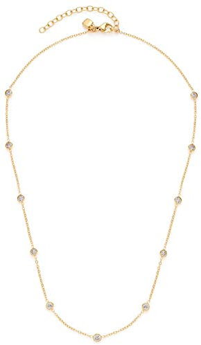 JEWELS BY LEONARDO Halskette Ciao Mini • Anker-Kette aus goldfarbenem Edelstahl • mit klaren, eingefassten Glas-Kristallen • 40-45 cm Länge • Geschenk Damen Schmuck • 022919