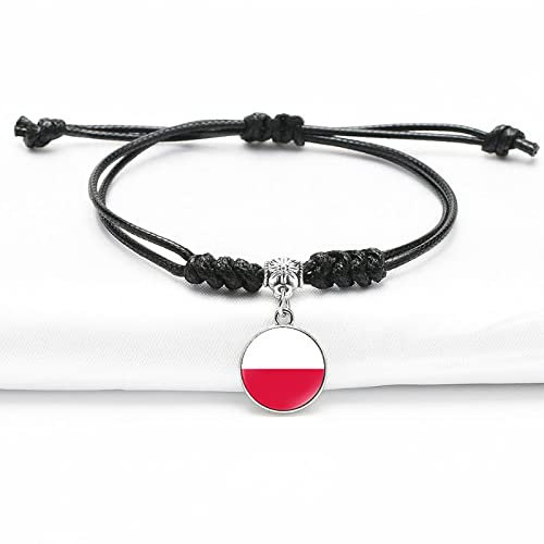 LODMLOER 3Pcs Polen-Flaggen-Armband, Mehrfarbiges Einfaches Handgewebtes Flaggen-Armband Justierbares Polen-Flaggen-Ethnisches Aussage-Armband-Schmucksachen Für Männer Frauen,Schwarz,28Cm