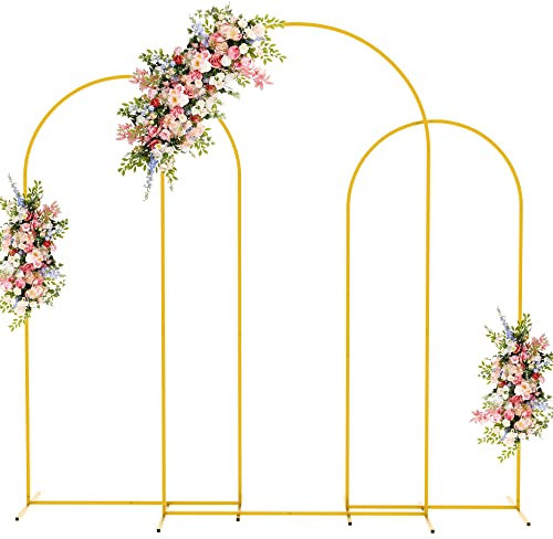 Fomcet Hochzeitsbogen Gestell 2,2 M & 2 M & 1,8 M, Metall Traubogen Hochzeit 3 StüCk Golden GewöLbter Hintergrund StäNder FüR Geburtstags Party Babyparty Abschlussfeier Dekoration
