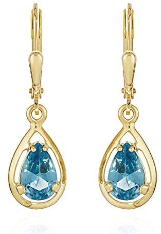 NKlaus Paar Brisur Ohrhänger 333 Gelb Gold 8 Karat 14x8mm Aquamarin Ohrringe hochglanz 11904