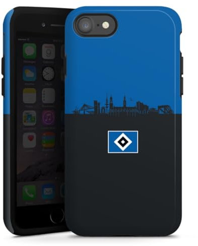 Panzer Handyhülle kompatibel mit Apple iPhone 8 robuste Outdoor Hülle Schutzhülle glänzend HSV Hamburg Skyline