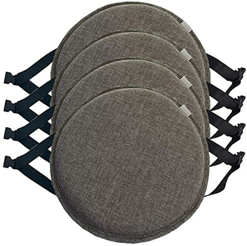 Rundes Stuhlkissen,Runde Hohe Hocker Sitzkissen Mit Krawatten 30cm/33cm/35cm/40cm/45cm Runde Stuhlpolster Anti-Rutsch-Hocker-Pad Für Hocker Küchenstühle 1/2/4er Set ( Color : Dark gray-A , Size : 30cm