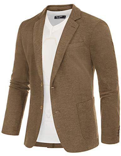 PJ PAUL JONES Herren Sportlich Regular Fit Blazer 2 Knöpfe Jersey Sakko Modern Freizeit Anzugjacke (Braun, 2XL)