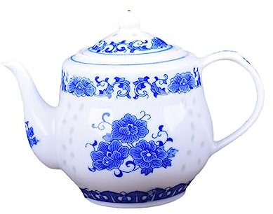 Beatifufu 1 théière bleue et blanche Théière bleue et blanche Théière en céramique bleue et blanche Bouilloire à eau en céramique vintage Théière à café vintage Théière à thé Maison Théière en