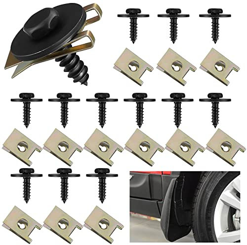 Nafafosa 60 Stück Blechmutter Schraube Mutter Clip Kit umfassen 30 U-förmige Blechmutter 30 Karosserieschrauben,Kotflügel Schrauben für Auto-Radlaufabdeckung Unterboden-Kotflügel