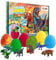 INKEE Geschenkbox DINO Box mit 6 Kinder Badebomben, enthält 6 verschiedene Dinosaurier Figuren zum Sammeln - 6x Badekugeln Kinder mit Überraschung