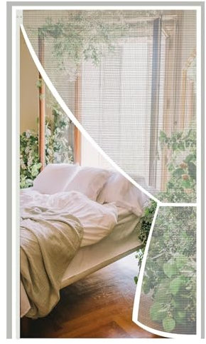 Tenda Magnetica, 85x210cm Non Richiede Fori, Zanzariera Magnetica, Varie Misure, Per Porta Balcone, Porta Cantina, Roulotte, Bianco