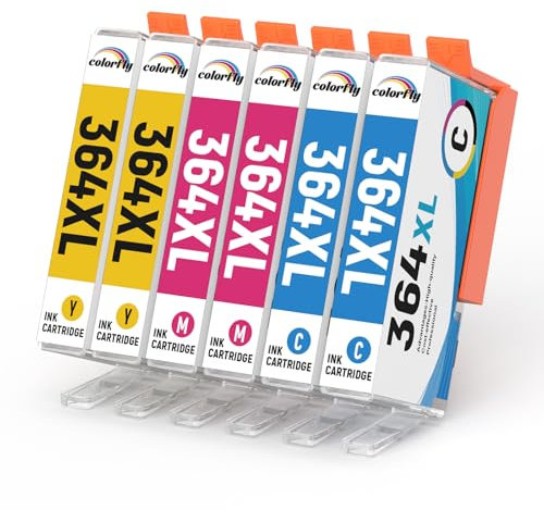 colorfly 364XL Druckerpatronen Kompatibel für HP 364XL Patronen für HP Photosmart 5520 5510 5524 6510 6520 7520 Deskjet 3520 3524 3522 Officejet 4620 4622 (2 Cyan 364XL 2 Magenta 364XL 2 Gelb 364XL)