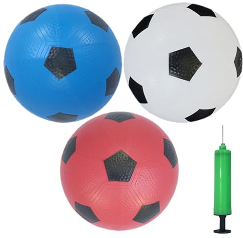 3 Stück Mini Fußball Spielzeug mit Pumpe, 16cm Kinder Fußball Gummibälle Sportspielzeug, Mini Gummi Fußball Kleinkind Fußball Kit Indoor Outdoor Spiel Geschenke für 3-8 Jahre alt Kinder Junge Mädchen