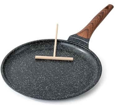 Kordisen Crepe Pan Nonstick, 30cm Dosa Pan with Spreader, Granite Coating Pancake Flat Skillet for Stove Top, Induction Compatible, PFOA Free