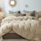 Tospass Baumwolle Bettwäsche 220x240cm Khaki Unifarben Baumwolle Renforce Bettwaren-Sets Leinenoptik Uni Deckenbezug Elegant Bettbezug mit Reißverschluss und 2 Kissenbezug 80x80cm