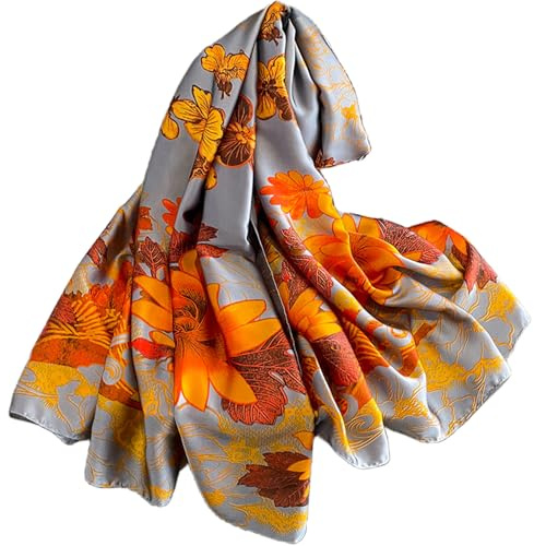 FAIRYGATE Halstücher für Damen Leicht Tücher Festliche Seidenschal für Frauen Leichte Tuch Halstuch Eleganter Stola Größe Schals Wraps Floral Seidentuch 43035