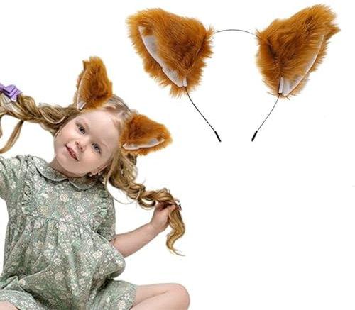 dinghaole Bandeau de Renard Oreille, Costume d'animal pour Déguisement de Renard Cosplay Halloween Accessoires Costume Spectacle sur Scène, Accessoire de déguisement