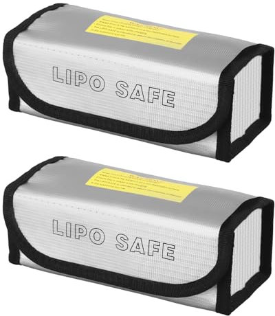 QWORK® 2PCS 185 * 75 * 60MM Lipo Safe Bag, Lipo Battery Storage, Fireproof Explosion Proof Bag