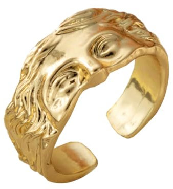 Auriselle Herrenring Verstellbar Venus Gesichtsmaske Vintage Wikinger Retro Offener Ring Daumenring Gothic Schmuck Geschenke für Männer Jungen Vater, Gold