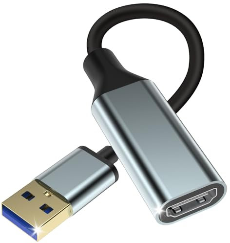 USB to HDMI Adapter,USB 3.0/2.0 to HDMI Cable Converter 1080P for Monitor Connector Output for Computer Laptop Desktop with Multiple Windows 11/10/8.1/8/7,Mac MacBook pro, Monitors for PC TV Gray