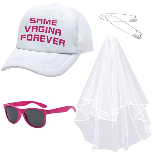 YDUNARISE Jga Männer Accessoires Männer,Junggesellenabschied Lustiger Hut Rosa Brille und Schleier,JGA Party Zubehör Hochzeit Deko