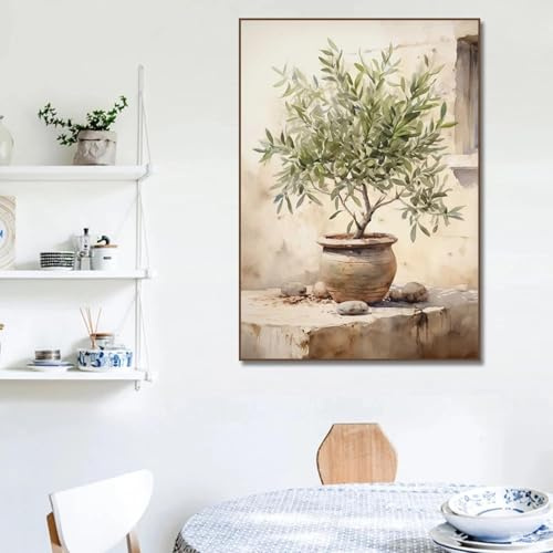 LTjiajuypd Italienischer Zitronen-Olivenbaum, Retro, mediterrane Landschaft, Griechenland, Posterdrucke auf Leinwand, Gemälde, Wandkunst, Bilder, Heimdekoration, 70 x 100 cm, rahmenlos