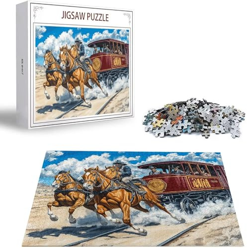 Zug Puzzle 1314 Teile Pferd Puzzle Erwachsene, Holzpuzzle Klassische Puzzles, Jigsaw Puzzles für Erwachsene, Premium Quality Klassische Jigsaw, Geschicklichkeitsspiel für die Ganze Familie H-6735