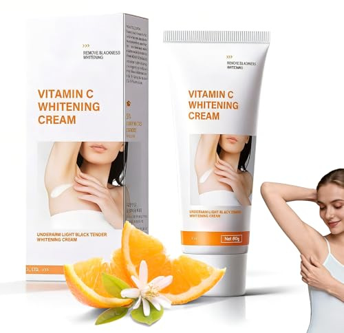 Crema Schiarente Corpo e Intima, Crema Sbiancante Corpo 60 g con Niacinamide, Vitamina C ed E, Efficace per Zone Sensibili e Private,per Ascelle, Ginocchia, Gomiti e Cosce Interne