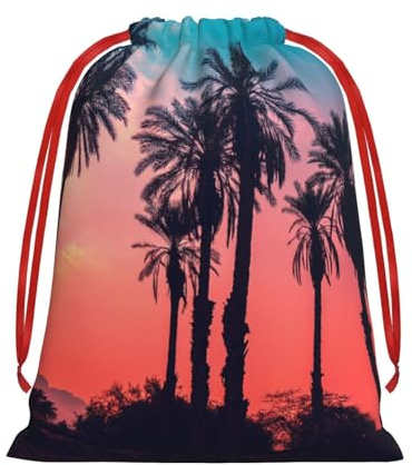 WSHFFILO Palm Tree Sunset printed Drawstring Gift Bag Decoration Gift Wrap Bags