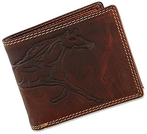 Geldbörse Portmonee Portemonnaie Geldbeutel echtes Leder Pferd Motiv Braun