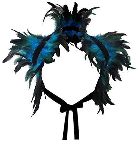keland Victorian reale natürliche Feder Shrug Schal Schulterumhang Cape Gothic Kragen Halloween-Kostüm (Blau)