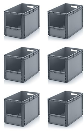 6x Euro Sichtlagerkasten 60 x 40 x 42 cm inkl. gratis Zollstock * Eurobehälter mit Fenster