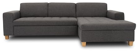 DOMO. collection Ecksofa Sugar, Sofa in L-Form, Eckcouch Polstergarnitur, 266 x 162 x 80 cm, anthrazit