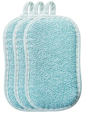 Lot de 3 éponges et brosses de nettoyage multifonctions pour vaisselle et cuisine