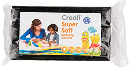 Creall Supersoft Knetmasse Schwarz, 500g Nachfüllpackung | Superweiche, dauerhafte Modelliermasse | Auf Wachsbasis, trocknet nicht aus | Für Kinder & Erwachsene | Made in Holland