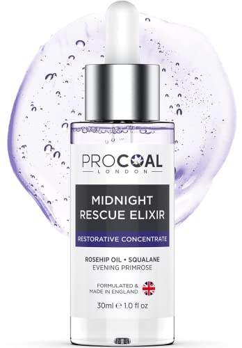Procoal Midnight Rescue Elixir 30 ml – Siero viso anti-invecchiamento per pelli morbide, elastiche e luminose, olio botanico viso con olio di rosa canina, cruelty-free, Made in UK