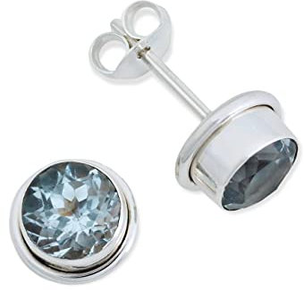 Ohrstecker 925 Silber Blau Topas hellblauer Stein Edelstein Ohrringe echt Silber Damen Sterling Silber Stecker Geschenk(MOS-048-62)