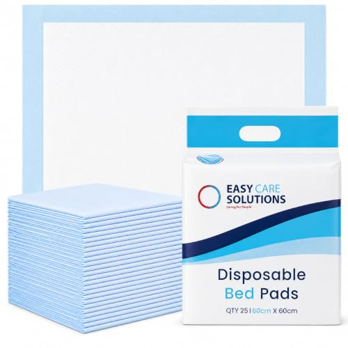 75 x Easy Care Solutions 60 x 60 cm | Disposable Incontinence Bed Pads | Underpads, Bed Mats, Mattress Protectors, Incontinence Pads | 3 Packs of 25