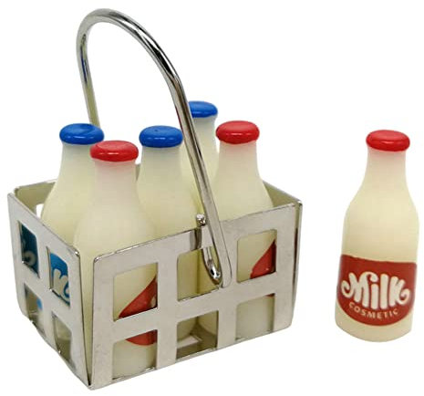 Hilai Miniature Food, Mini Food, Dolls House Accessories, Miniature Milk Bottle with Basket Mini House Food Accessories for Dollhouse Scene Decor