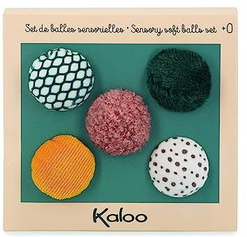 KALOO - Stimuli - Mon Set de 5 Balles Sensorielles 5 cm - Souples et Légères, Textures Variées - Fonction Encastrement - Jouet d'Eveil Motricité et Manipulation - Dès la Naissance, K971605