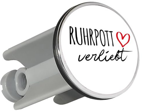 Huuraa Waschbeckenstöpsel Ruhrpott verliebt Geschenk 4cm höhenverstellbar 6,5 bis 8,5cm Ruhrpott Geschenkidee