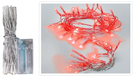 3 x 10er Micro LED rot Lichterkette AA für Party, Garten, Weihnachten, Halloween, Hochzeit, Beleuchtung LED Lichterkette batteriebetrieben normales Kabel (10 LEDs Rot)