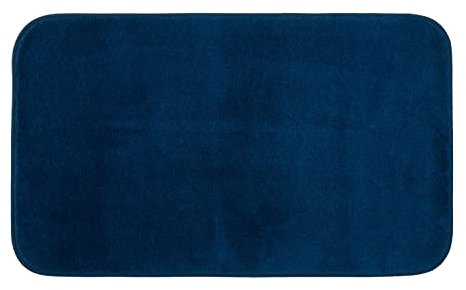 Gözze - Premium Rutschfester Badteppich, RIO, 100% Microfaser, 60 x 100 cm - Dunkelblau