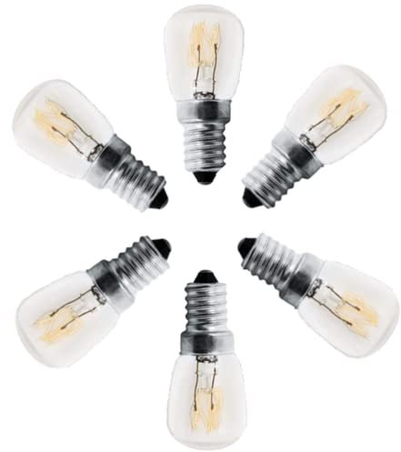 Royalux Paquete de 6 lámparas regulables T25 de 40 W E12, luz blanca cálida, repuesto de electrodomésticos de hasta 300 grados C para horno, lámpara de lava, calentador de cera, bombillas de nevera