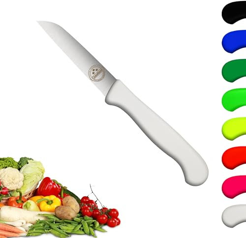 Solingen Messer, Kunststoffgriff - Weiß, Premium Gemüsemesser, rostfreier Klinge, Chrom-Stahl, extra scharfes Küchenmesser, Dünnschliff & Handabzug, Made in Germany