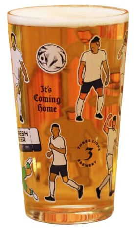 Boot & Ball England Football Pint Glass, Dishwasher Safe, UV Printed, 568ml