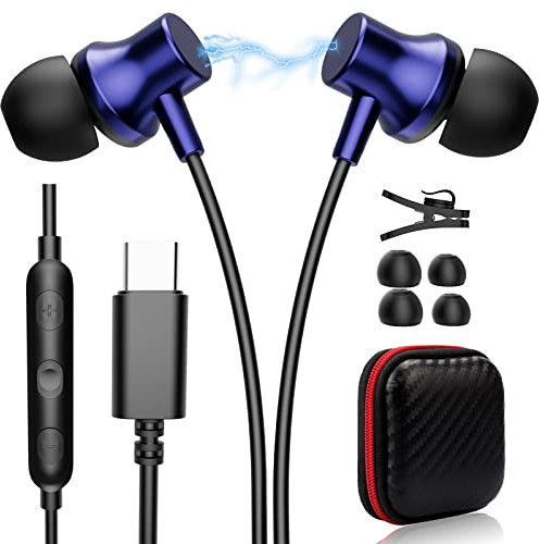 Cuffie USB C per iPhone 16 15 Pro Max Samsung Galaxy A16 S25 A55 A35 S24 Auricolari USB C In Ear Cuffie con Filo HiFi Stereo Magnetico con Microfono e Controllo Volume per Xiaomi 14T 13 OnePlus 13 12