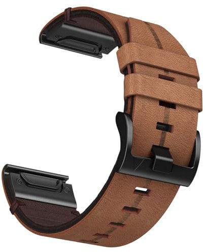 Fenix 7 Leder Armband, 22mm Uhr Ersatzarmband für Fenix 8 47 mm, Fenix 7 Solar, Fenix 7 Sapphire Solar, Fenix 6 /pro/Sapphire, Fenix 5 /plus, Forerunner 935/945/955, Approach S60, Quatix 5/6/7