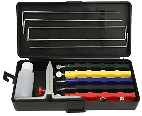 Affilacoltelli con Pietra per Affilare, Set di Pietre per Affilare la Smerigliatrice Kit Sistema per Affilare i Coltelli Ad Angolo Fisso da Cucina Professionale per Chef Home