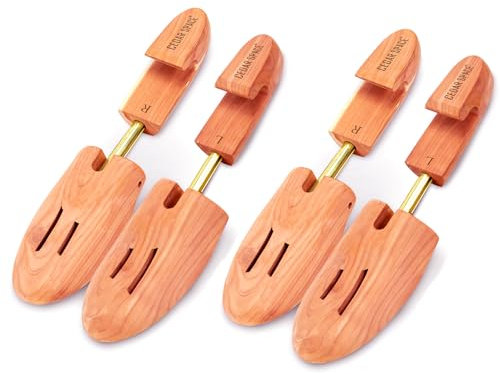 Cedar Space Wooden Shoe Stretcher Tree, 6.5-14 Sizes Cedar Wood Shoe Trees,2/4PC Shoe Stretcher for Men, Sneakers,Boots, Original Wooden Color, Large (Fits Shoe Sizes 10.5-11.5)