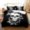 Adulte Rose Crâne Ensemble de literie,crâne de feu,têtes de Mort,Noir Blanc tête de Mort Housse de Couette avec 2 taies d'oreiller 50x75cm(B, 220 x 240 cm)