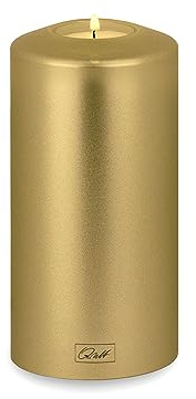 Qult Farluce Classic Metallic Cremegold • ∅ 8 cm Höhe 15 cm • Teelichthalter in Kerzenform • Kunststoffkerze in Kerzenoptik • Mit Teelichteinsatz • inkl. 1 TLN50 Nightlight Teelicht